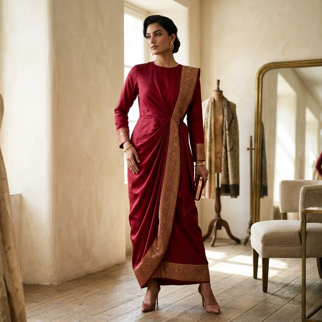 Aura Crimson Silk Drape